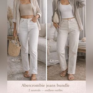 Abercrombie 90s Straight Jeans Bundle – White & Cream – Size 24